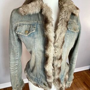 Vintage Kenneth Cole denim fur Jacket